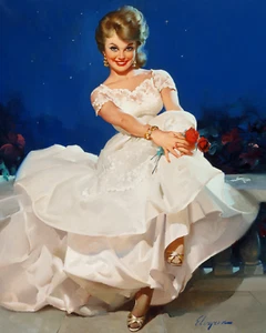 Gil Elvgren Pin-Up "Moonlight and Roses" 8"x10" Reproduction Art Print 8x10 - Picture 1 of 2