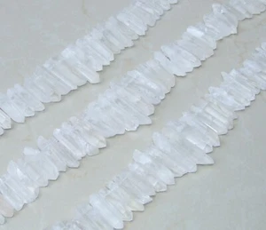 Clear Raw Quartz Points Strand, Crystal Points Pendant Beads Healing 20-40mm - Picture 1 of 10