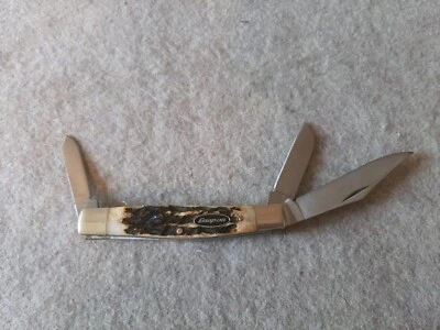 Herramienta Snap-on modelo # 5214 ganadero cuchillo de bolsillo plegable cuerno de ciervo mango de hueso Foto 1 de 4