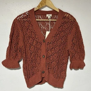 a.n.a Fire korallefarbener kurzärmliger Damenpullover Shirt braun neu mit Etikett $ 49 Petite Large - Bild 1 von 11