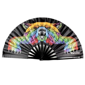 Rainbow Bear Large Bamboo Folding Clack Hand Fan for Gay Bears, Bear Pride LGBT - Picture 1 of 7