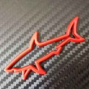 Emblema de coche contorno de tiburón metal 3D rojo trasero camión motocicleta insignia pegatina - Imagen 1 de 4