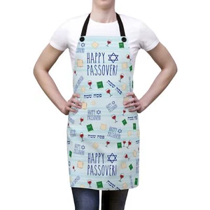Happy Passover Apron for Pesach Seder With Matzo, Wine, Hebrew, and Haggadahs - Picture 1 of 5