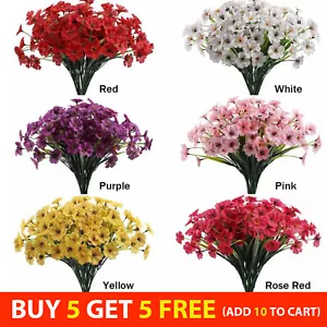 Artificial Flowers Fake Plastic Plants UV Resistant Garden Decor Home Outdoor - Picture 1 of 22