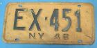1946 New York license plate single plate for this year