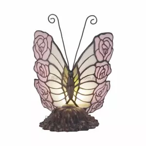 Pink Rose Butterfly Lamp, Table Lamp, Tiffany Lamp. - Picture 1 of 1
