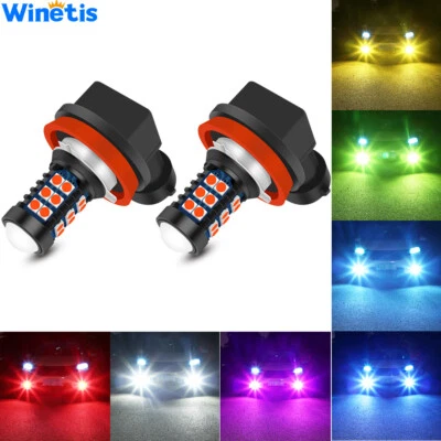 Winetis 2X High Power H11 H8 LED Bulbs SMD 3030 Daytime DRL Light Projector Lens - Image 1 of 4