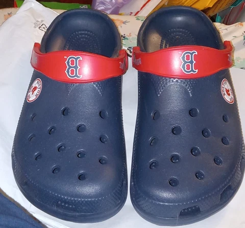Crocs Boston Red Sox Mens8-9/Womens10-11 L Clogs Sandals Slides Blue White Shoes Cover