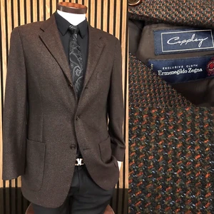 Coppley Ermenegildo Zegna Sport Coat WOOL CASHMERE 40R Burgundy Blazer Jacket - Picture 1 of 24