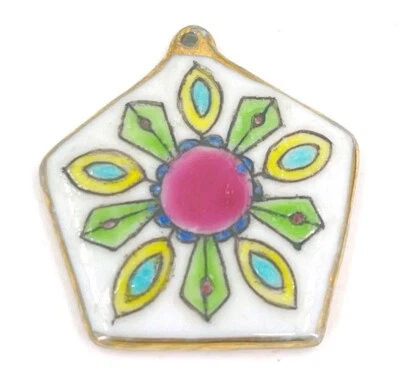 Colgante de porcelana fragmento de cerámica pintado a mano floral estilo dinastía MING 39 mm Foto 1 de 3