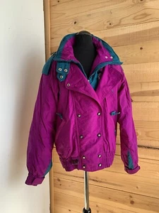Vintage 90’s Couloir Ski Jacket Snow Coat Women’s Large Retro Color Block Nylon - Picture 1 of 7