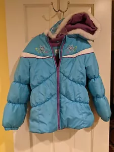 London Fog Girl's Hooded Sky Blue Puffer Jacket Coat With Front Pockets Sz L/6X - Picture 1 of 3
