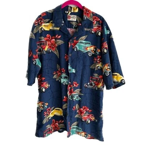 HILO HATTIE Navy Hawaiian Muscle Car Kurzarm Freizeit Herren Knopfleiste, XL - Bild 1 von 5