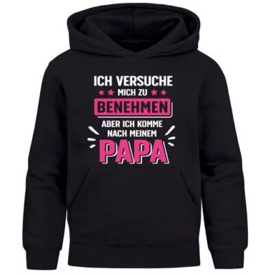 MOONWORKS Kinder Hoodie Mädchen Spruch lustig Ich versuche mich zu benehmen