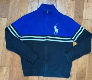 POLO Ralph Lauren Kids Navy Blue Zip Embroidered Big Pony Sweater Size 18-20 - Picture 1 of 7