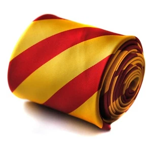 Frederick Thomas plain red & yellow barber stripe mens tie Lords cricket mcc - Picture 1 of 3