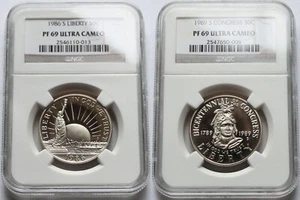 1986-S Liberty + 1989-S Congress Commemorative Half Dollars - NGC PF 69 UCAM - Picture 1 of 5