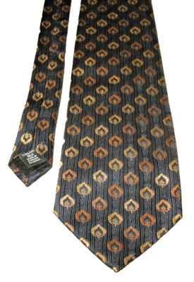 Corbata Stefano Conti 100% Seda Italiana Negra Patrón Hoja de Oro Hecha en Canadá Foto 1 de 3