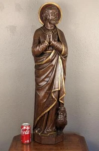 36 Zoll religiöse antike Eichenholzstatue/Skulptur des heiligen Petrus - Bild 1 von 7