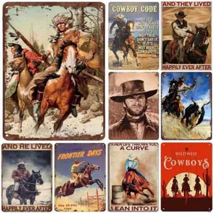 Wild West Cowboys Vintage Metal Tin Signs Wall Decor large wholesale retro - Picture 1 of 52