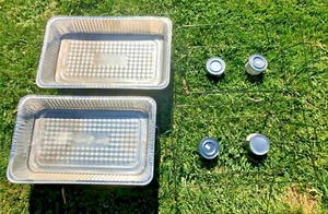 2 Lg Disposable Serving Buffet Trays+4Wire Folding Stands+Four 6-hour Wick Fuel - Picture 1 of 1
