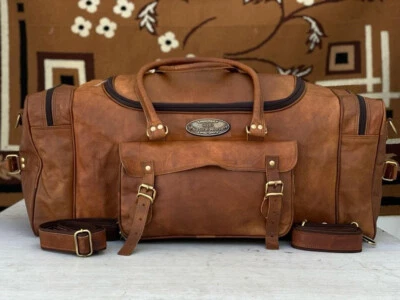 Bolso de Lona de Cuero Grande 30 Pulgadas Viaje Noche Fin de Semana para Hombres y Mujeres Foto 1 de 4