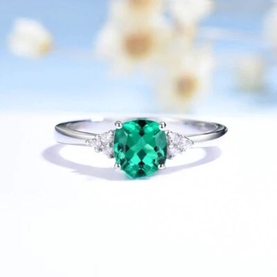Damen Ring Silber 925 Damenring Silberring mit Smaragd Stein Geschenk für Frauen - Bild 1 von 3