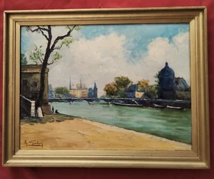 Magnifique huile 1950 "les quais de seine " signée A.GIORDANI - Picture 1 of 3
