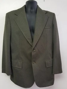 Harilela's Custom Double Knit Green Mens Jacket Casual Coat  39R 2 Button Front - Picture 1 of 8