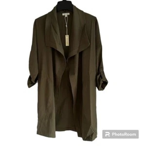 Max Studio Womens Twill Long Coat Open Front MSRP $128 - Picture 1 of 2