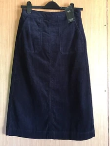 NEW BNWT - M&S - Navy Blue A-line Corduroy Skirt with Pockets & Chunky Zip UK8 - Picture 1 of 7