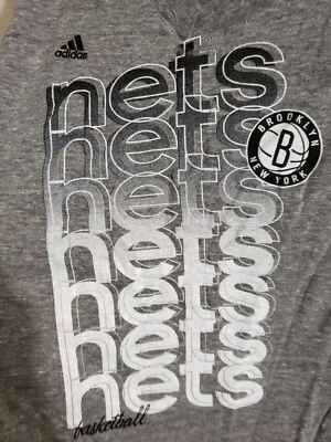New York BROOKLYN NETS  dark gray heathered size XL Adidas performance v-neck  - Image 1 of 4