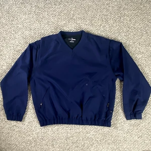 Grand Slam Jacket Mens Medium Blue Zip-Off Arms V-Neck Pockets Lining Pullover - Picture 1 of 17