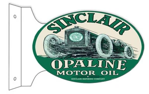 SINCLAIR OPALINE MOTOR OIL 18" HEAVY DUTY USA METAL DOUBLE SIDED GAS ADV SIGN - Picture 1 of 1