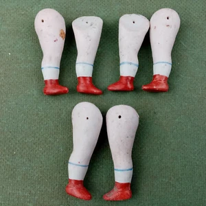 Set of three pairs of antique porcelain dollhouse doll legs, 2.55", Germany - Picture 1 of 3