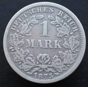 Moneda de plata 1 marco 1875 F (Stuttgart) - Imperio alemán KM #7 - #R283 - Imagen 1 de 3