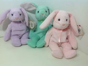 Retired Beanie Baby Lot of 3 Ty FLOPPITY HOPPITY HIPPITY Bunny Trio - Picture 1 of 9