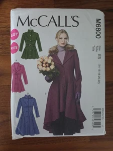 McCalls Pattern 6800 Misses Lined Coats Belt and Detachable Collar Sz 14-22 New - Picture 1 of 2