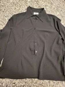 Worthington Shirt Damen L Stretch Knopfleiste Langarm Schwarz Büro Oberteil - Bild 1 von 6