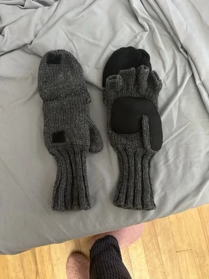 Guantes de punto plegables sin dedos guantes grises con puño acanalado talla única Foto 1 de 3