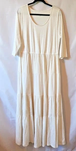 Soft Surroundings 3/4 Sleeve Maxi Dress White Cream Off-White Bohemian Medium - Picture 1 of 7