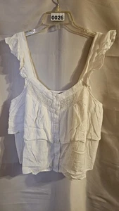 American Eagle Damen-Tanktop Größe Medium weiß kurz geschnitten Rüschen - Bild 1 von 4