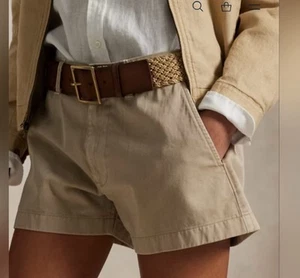 31 Waist Size 10 Polo Ralph Lauren Chino Rugby Shorts Tan Khaki Beige - Picture 1 of 6