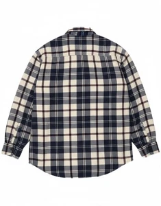 REPORT Mens Lumberjack Flannel Shirt Large Navy Blue Check Acrylic BZ02 - Picture 1 of 4