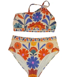 TRAJE DE BAÑO FLORAL 2 PIEZAS CINTURA ALTA MUJER TALLA 1X - Imagen 1 de 1