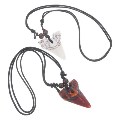  Set of 2 Haifischzahn Halskette Mann Reisen Haifischzähne Surfen - Bild 1 von 4