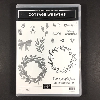 Stampin вверх коттедж венки набор марок банка Рождество Хэллоуин осени листья бант - Изображение 1 из 2