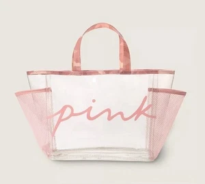 Victoria's Secret PINK Logo Clear Shower Caddy Beach Tote NEW - Picture 1 of 2