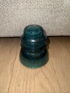 Antique Vintage Hemingray 42 Blue Green Glass Insulator Railroad Telephone NICE - Picture 1 of 4