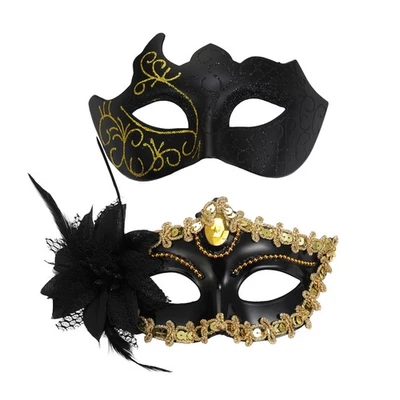2Pcs Couple's Venice Party Masks Masquerade Carnival Masks Halloween Costume Set - Image 1 of 2